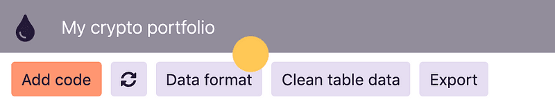 The Data format button in the Fluidtable toolbar