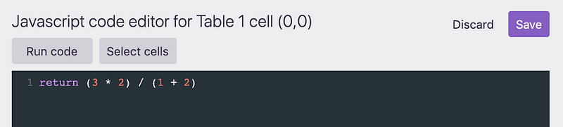 An arithmetic expression returned into a Fluidtable cell
