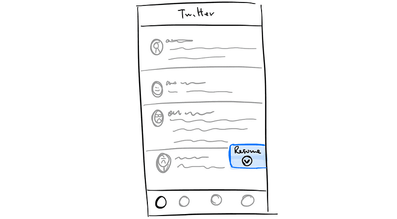 Wireframe of a floating bubble pointing back to the last read position