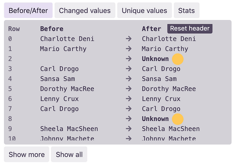 The preview updating immediately to show the replacement on a sample