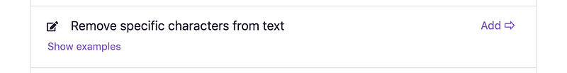 Searching for and adding the Remove specific characters from text rule