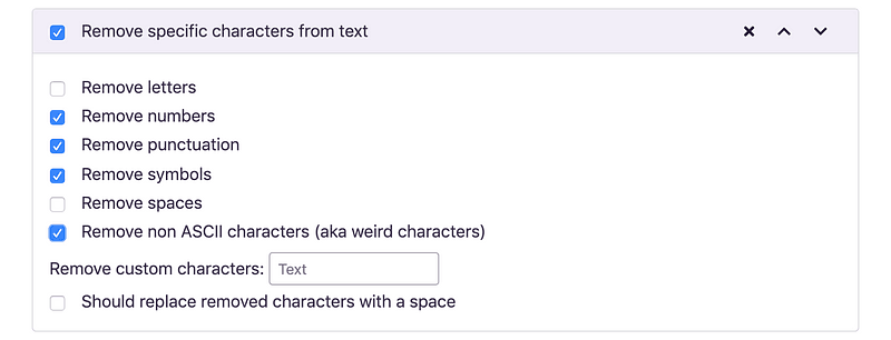 Selecting numbers, punctuation, symbols and non-ASCII characters for removal