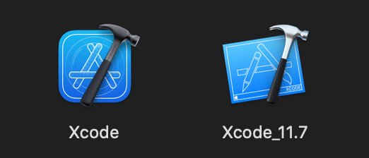 The unpacked Xcode renamed to Xcode_11.7 inside the Applications folder